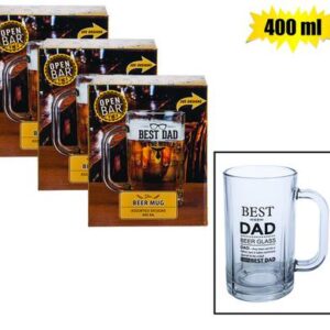 Beer mug glass dad 400ml asstd