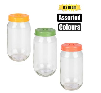 Storage-jar gls assort.col 8x18cm