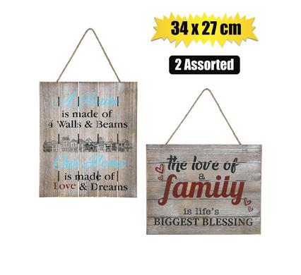 Plaque mdf sign 34x27cm family 2-asst