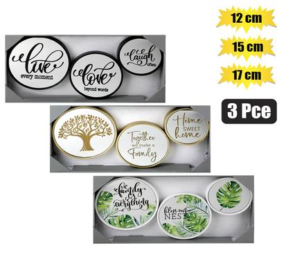 Mirror wall pl 3pc set w/words asstd