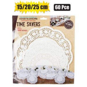Doilie paper rnd white 60pc (15/20/25cm)