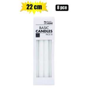 Candle basic dinner 22.5cm white 8pc