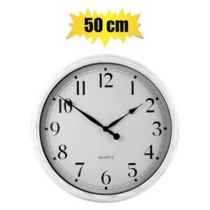 Clock wall qtz pl round distressed 50cm