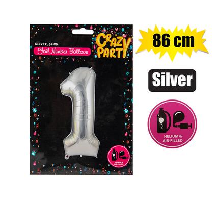 Balloon helium foil silver 1 86cm f-03
