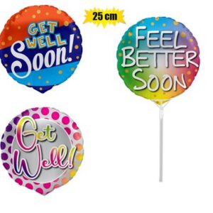 Balloon air fill w/stick get well 25cm