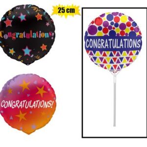 Balloon air fill w/stick congrats 25cm