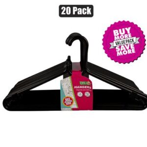 Clothes hangers plastic pack-20 black