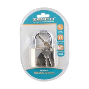 Padlock zenith brass 63mm carded