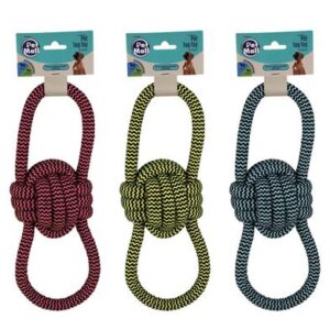 Pet dog tug toy string dbl loop 33x10cm