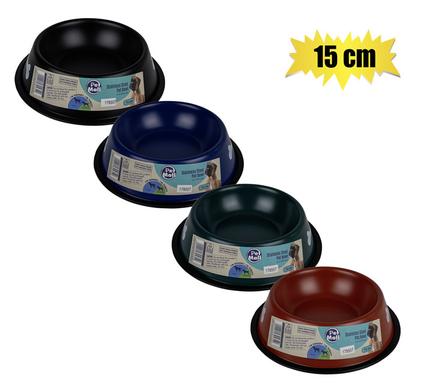 Pet dog bowl s/s dark colours 15cm