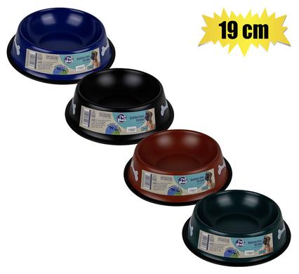 Pet dog bowl s/s dark colours 19cm