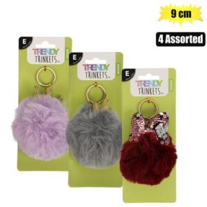 Keychain faux fur shapes 9cm
