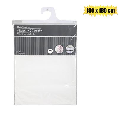 Shower curtain pl w/12 hook 180x180cm