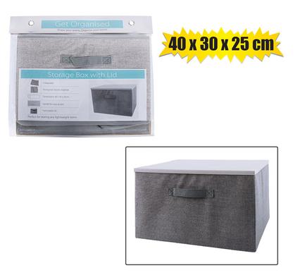 Storage box non-woven pl-lid 40x30x25cm