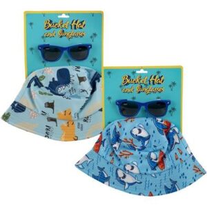 Hat set bucket hat with sunglasses boy