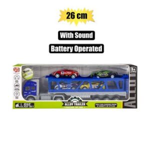 Die cast set truck b/o w/4 racers 26cm