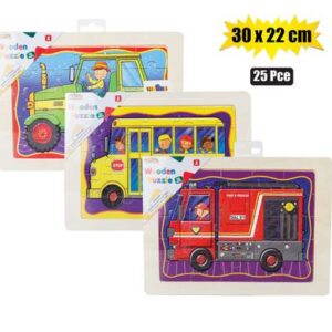 Puzzle wood tray asstd 30x22cm 25pc