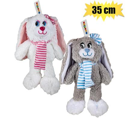 Plush bunny w/scarf 35cm asstd