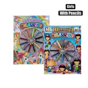 Book colouring girl w/pencils asstd