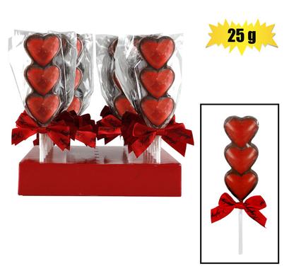 Sweet choc st valentine 3 heart lolly(t)